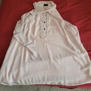 Pink and black polka dot sleeveless blouse